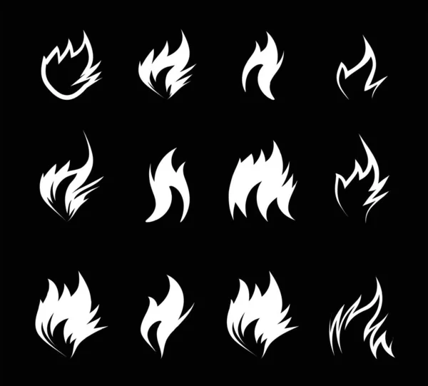 Icono Fuego Sobre Fondo Negro Ilustración Vectorial — Vector de stock