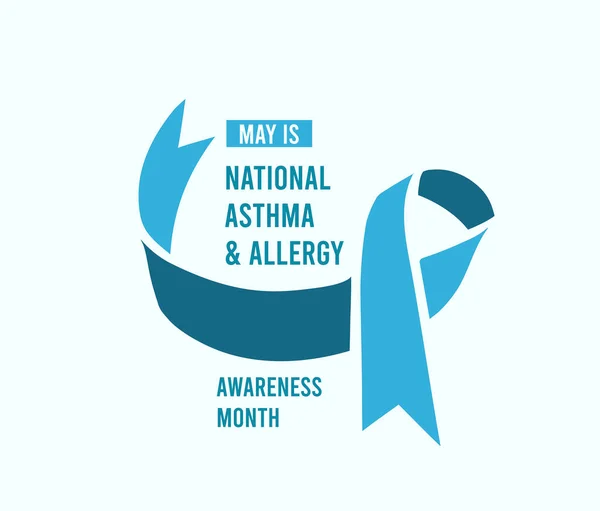 National Asthma Allergy Awareness Month Vektorillustration Mit Blauem Band Auf — Stockvektor