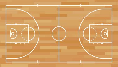 Tahta zeminli basketbol alanı vektör arkaplan illüstrasyonu