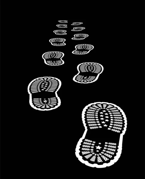 Footprints Shoes Vector Illustration Black Background — Stock Vector