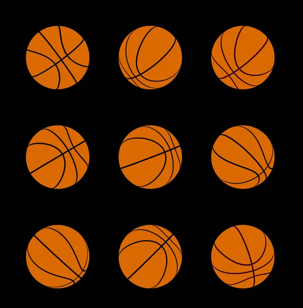 Ensemble Balles Basket Avec Différents Angles Rotation Illustration Vectorielle — Image vectorielle