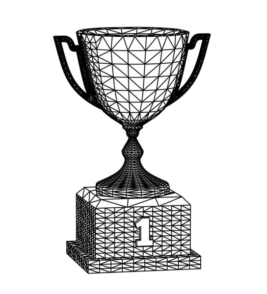 Award Cup Polygonal Grid White Background Vector Illustration — Stock Vector