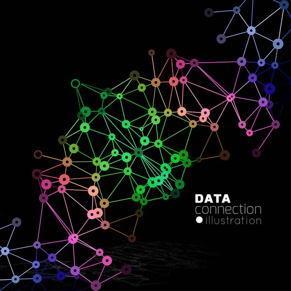 Connexion Réseau Abstraite Fond Technologie Vectorielle Sur Noir — Image vectorielle