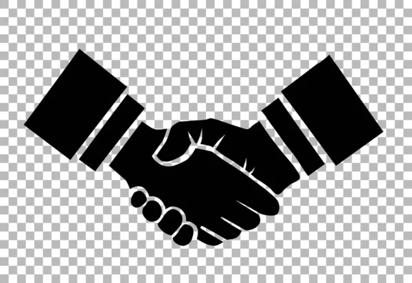 Ilustración Vectorial Handshake Aislada Sobre Fondo Transparencia Cuadros — Vector de stock