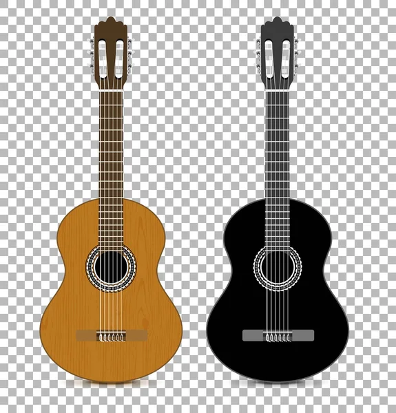 Classical Acoustic Guitars Checkered Transparent Background Vector Illustration — Stock Vector