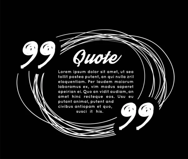 Drawn Quote Blank Template Vector Illustration Black Background — Stock Vector
