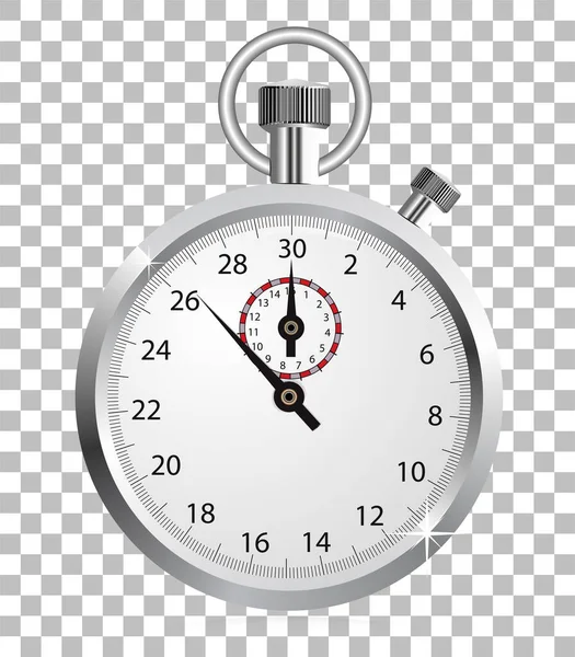 Realistic Stopwatch Isolated Checkered Background Vector Illustration — Stock Vector