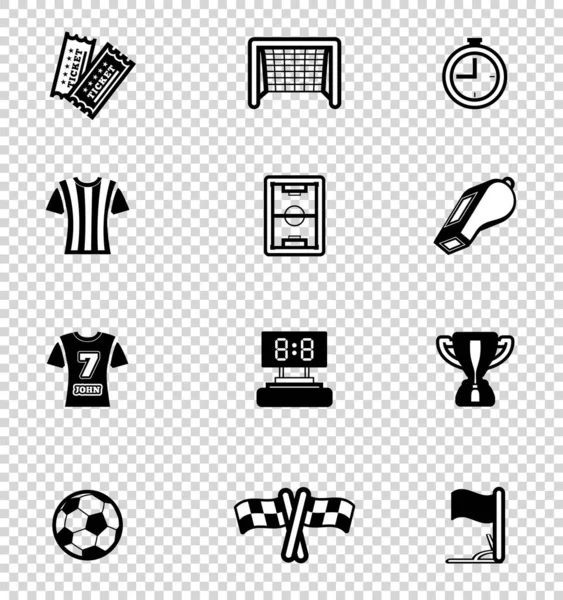 Soccer Icon Set Football Icon Set Vector Illustration Checkered Background — Stock Vector