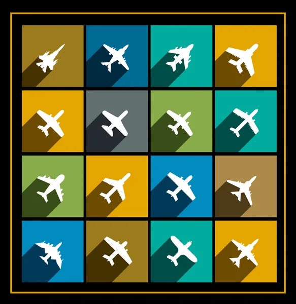 Vector icons of airplanes — Stock Vector