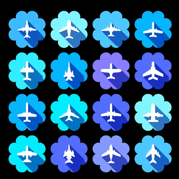 Vector ikonok a repülőgépek — Stock Vector
