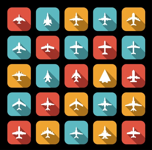 Vector icons of airplanes — Stock Vector