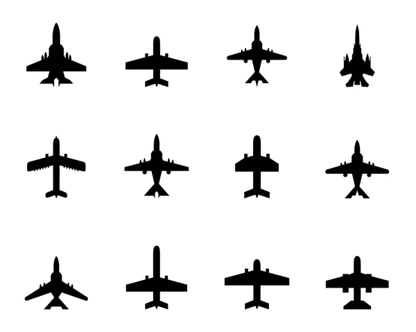 Vector icons of airplanes — Stock Vector