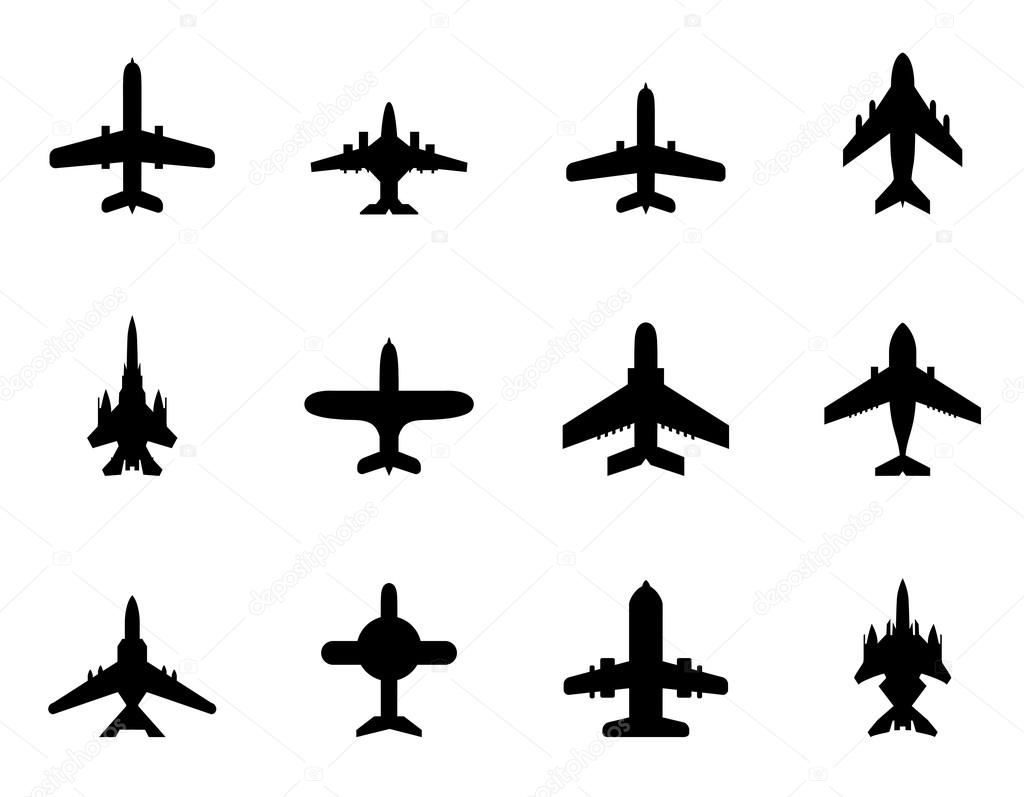 Vector icons of airplanes