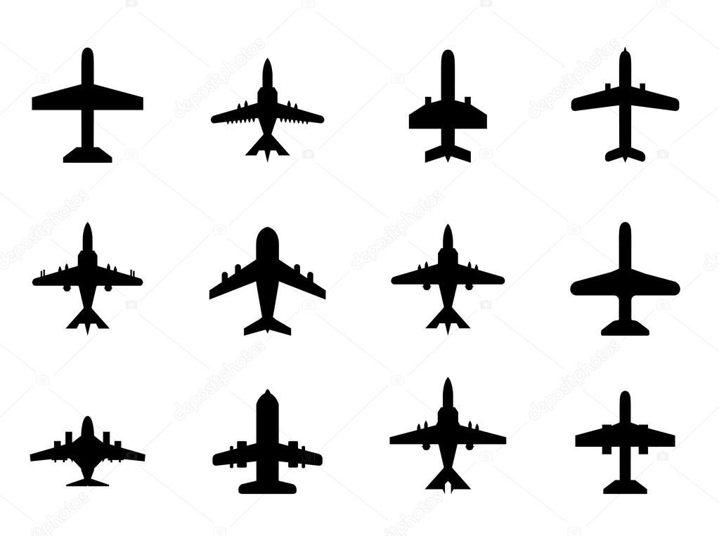 Vector icons of airplanes