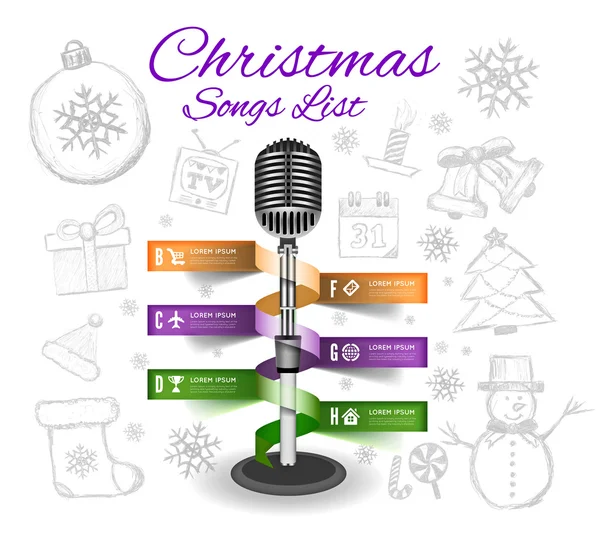 Christmas Microphone infographics — Stock Vector