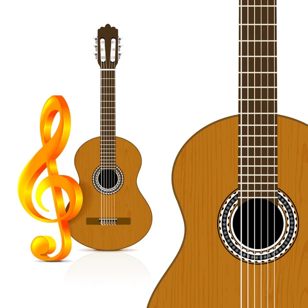 Klassisk gitarr på vit bakgrund. — Stock vektor