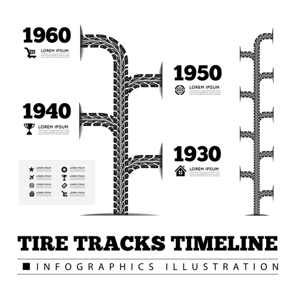 Tire spår tidslinje infographics — Stock vektor