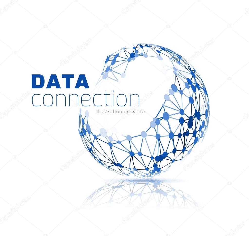 Abstract network connection. Vector technology background on white