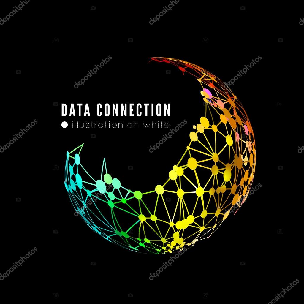 Abstract network connection. Vector technology background on black