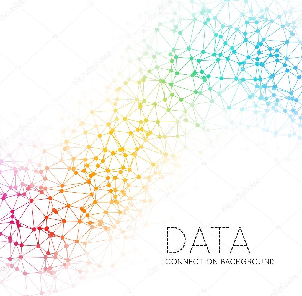 Dots with connections, triangles light background