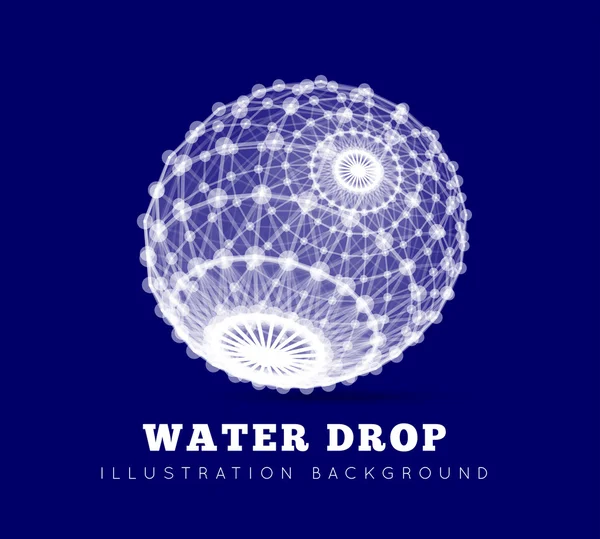 Spherical drop of water on a blue background — Stock Vector