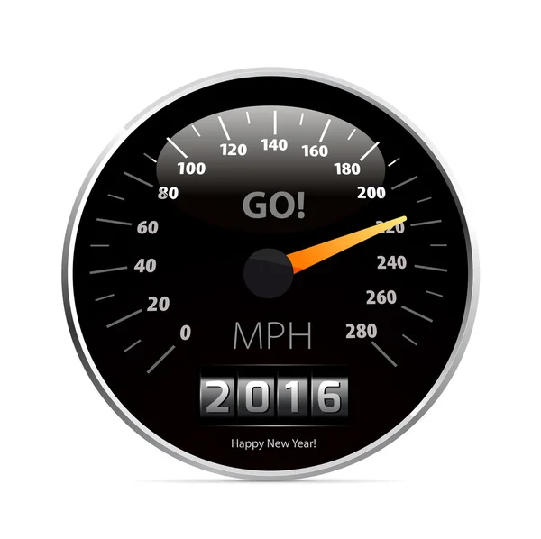 Calendrier 2016 en voiture compteur de vitesse . — Image vectorielle