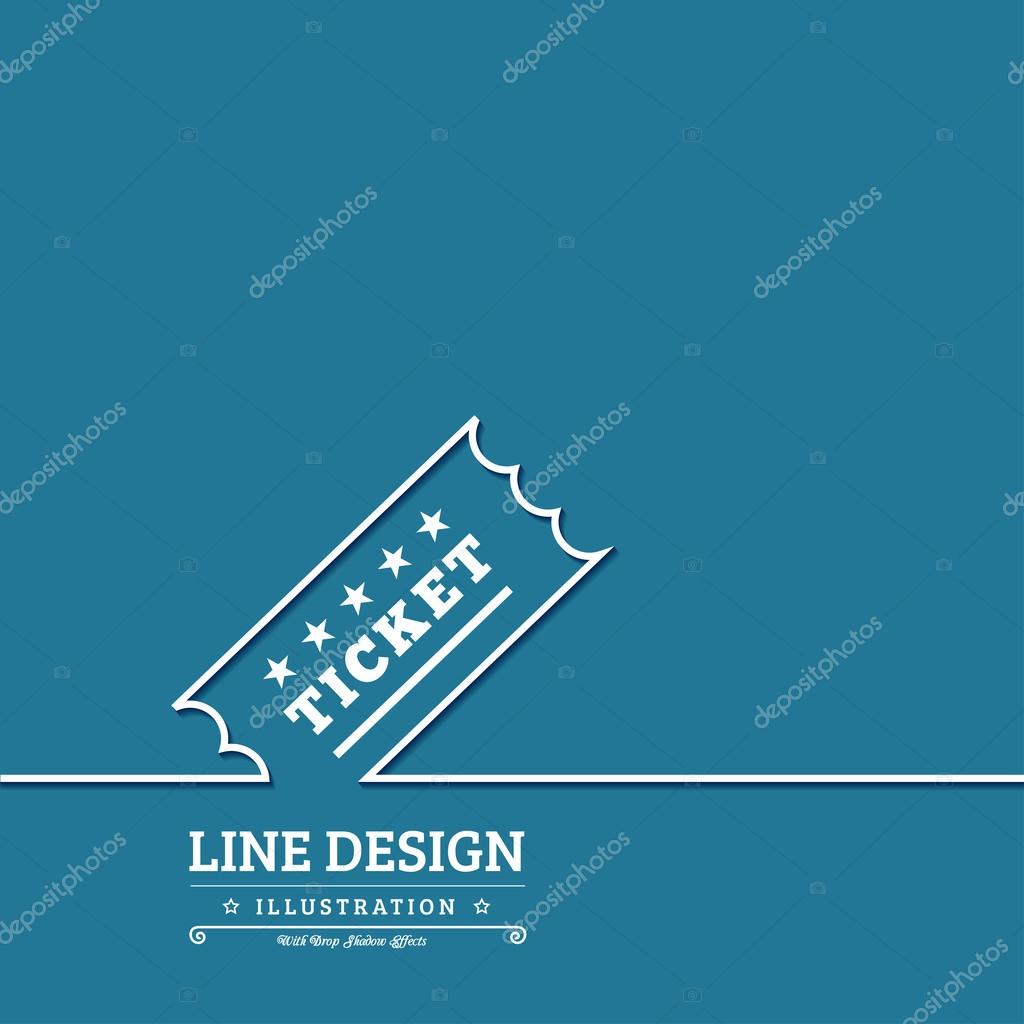 Vector Vintage Ticket tag outline thin symbol on blue background