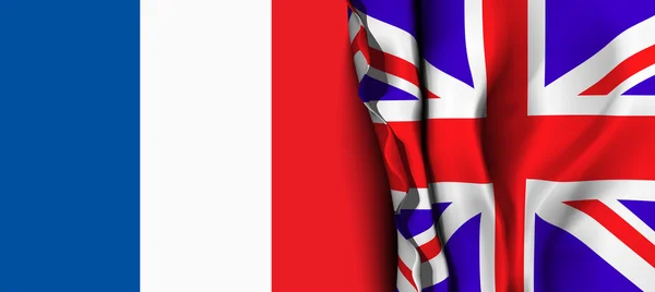 Σημαία του Ηνωμένου Βασιλείου πάνω από τη σημαία της Γαλλίας. — Διανυσματικό Αρχείο