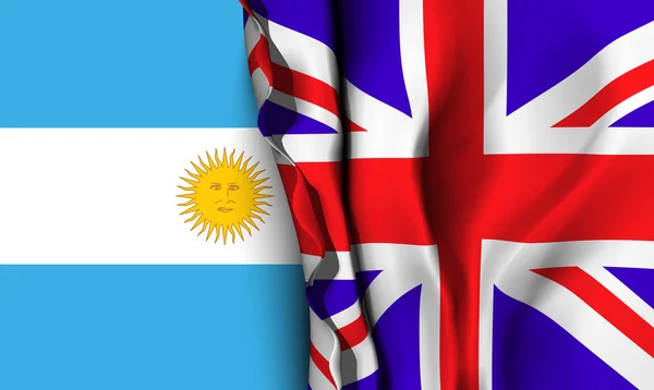 Флаг Великобритании над флагом Аргентины . — стоковый вектор