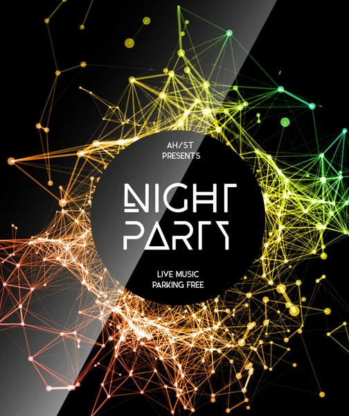 Night Disco Party Poster achtergrond — Stockvector