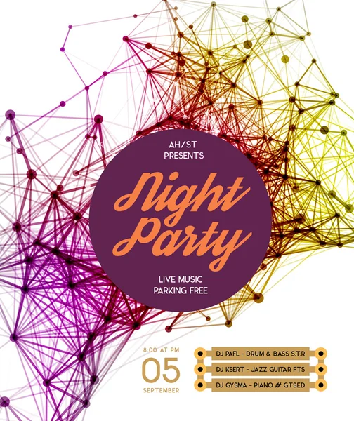 Night Disco Party Poster achtergrond — Stockvector