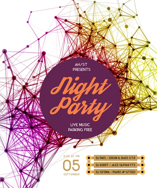 Night Disco Party Poster Background — Stock Vector