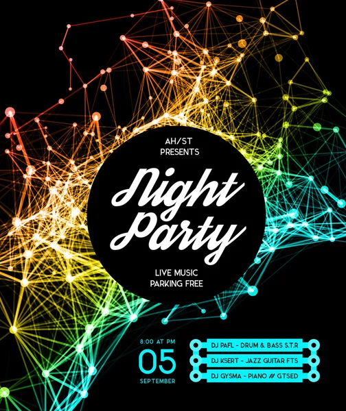 Nacht Disco Party Plakat Hintergrund — Stockvektor