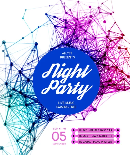 Noite Disco Party Poster fundo — Vetor de Stock