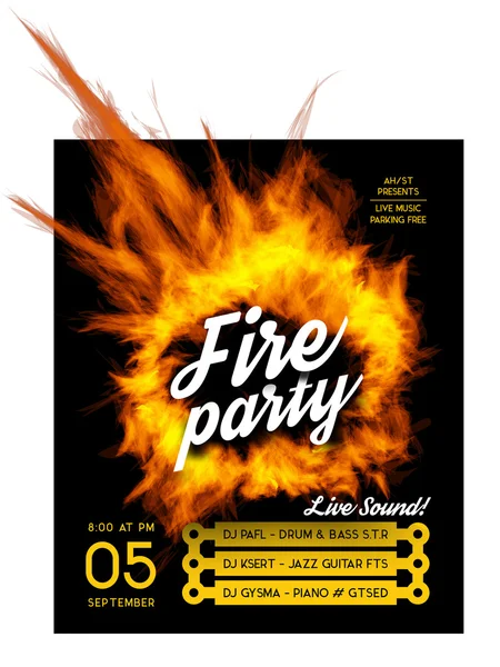 Fire party poster template. — Stock Vector