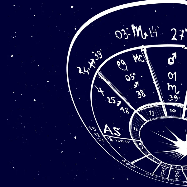 Astrologia fundo desenhado à mão — Vetor de Stock