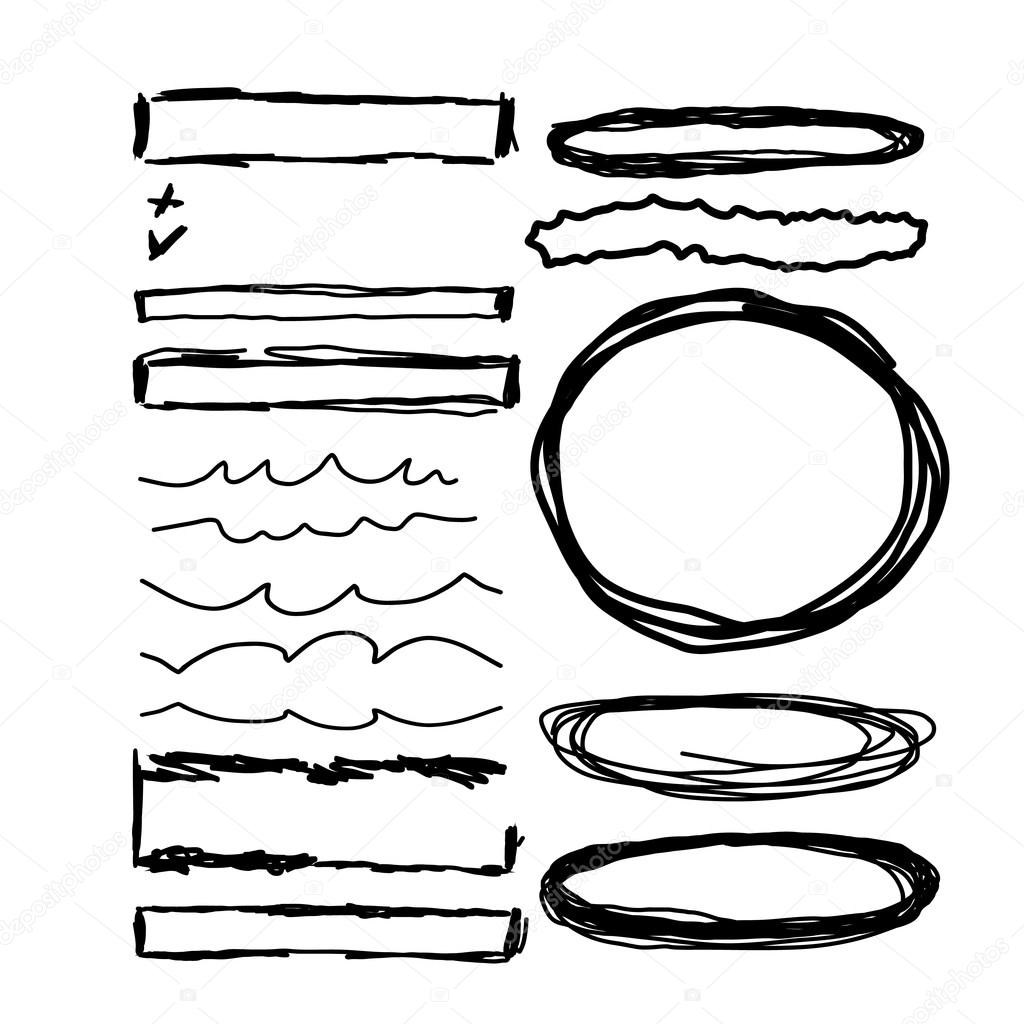 Hand drawn frames, lines and circle collection