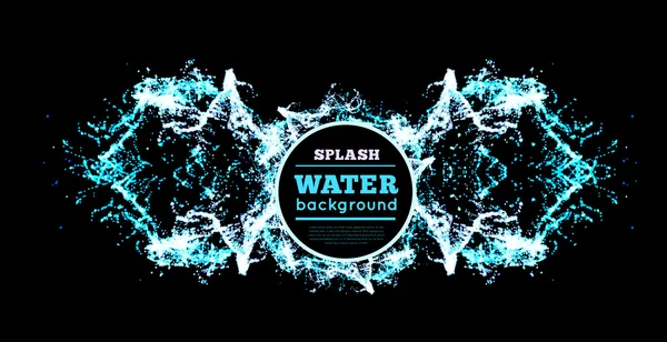 Blue water splash isolated on black — Stock Vector