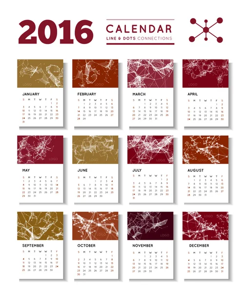 Geometrische kalender van 2016 — Stockvector