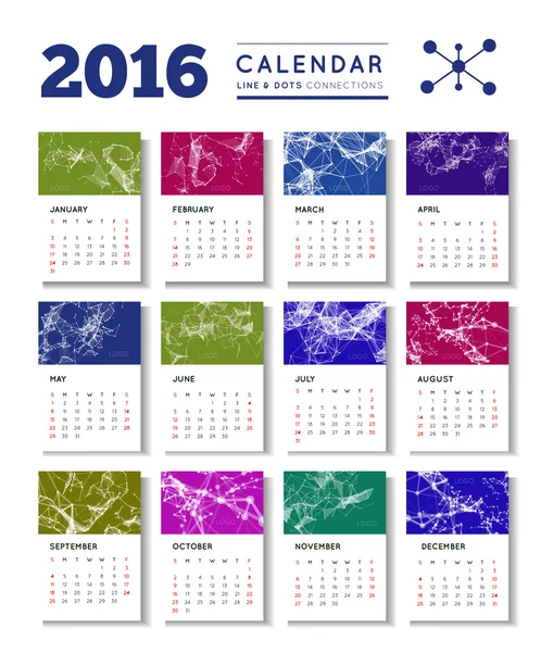Calendario geométrico de 2016 — Vector de stock