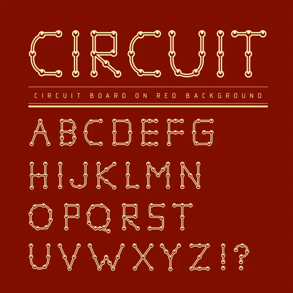 Шрифт стилізованої доріжки електронної плати . — стоковий вектор