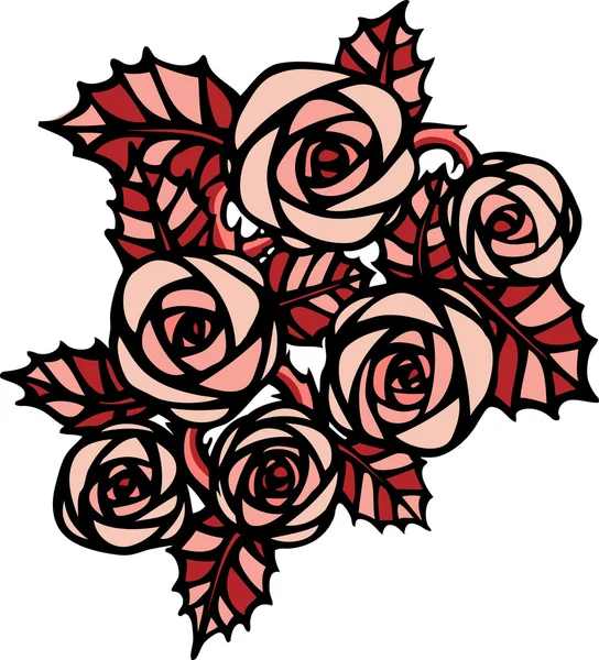 Pink roses in tattoo style — Stock Vector