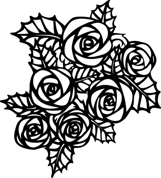 Mooie zwart-wit zwart / wit rose bloem in tatto stijl — Stockvector