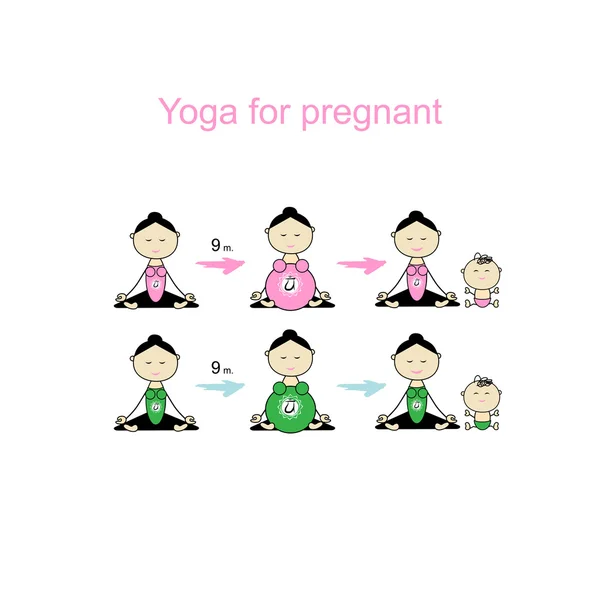 Yoga grávida, grupo de mulheres para o seu projeto — Vetor de Stock