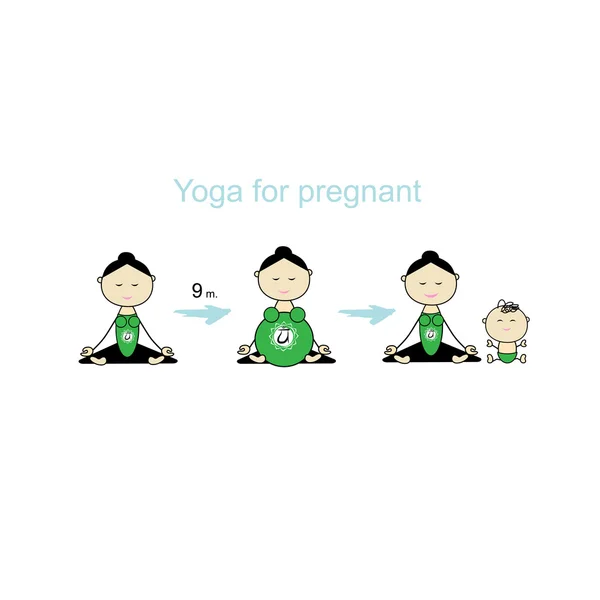 Yoga embarazada, grupo de mujeres para tu diseño — Vector de stock