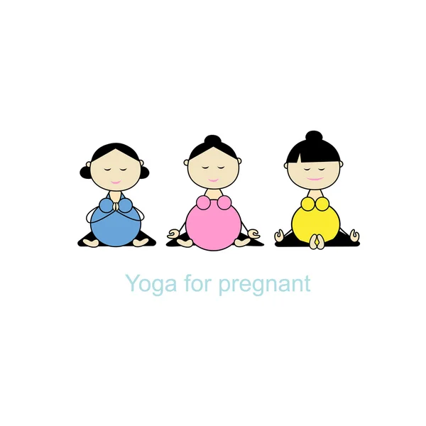 Yoga embarazada, grupo de mujeres para tu diseño — Vector de stock