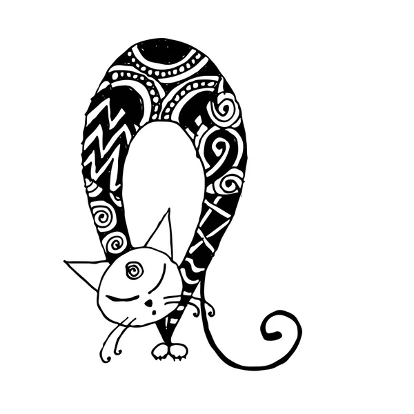 Gato negro, estilo zentangle para tu diseño — Archivo Imágenes Vectoriales