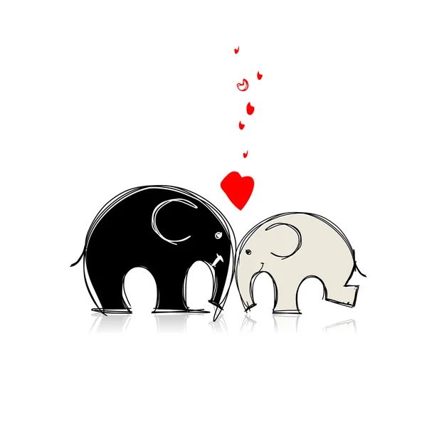 Carino schizzo elefanti per il vostro disegno — Vettoriale Stock