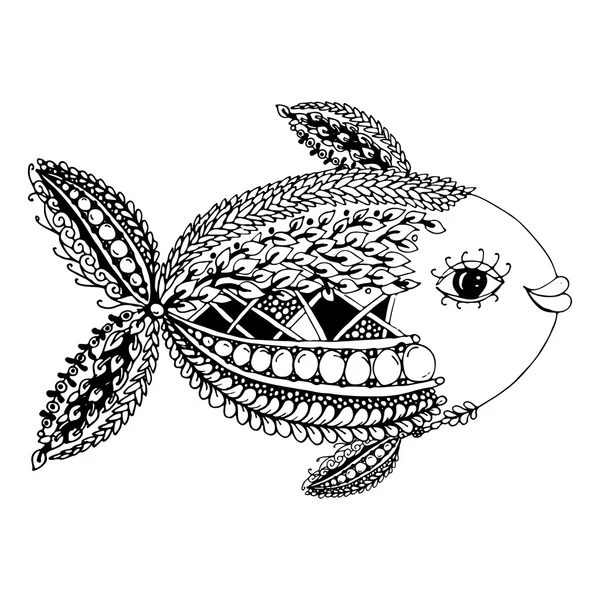 Pesce decorato, stile zentangle per il vostro disegno — Vettoriale Stock