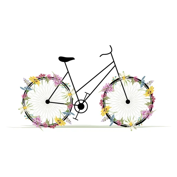 Blumenfahrrad für Ihr Design — Stockvektor